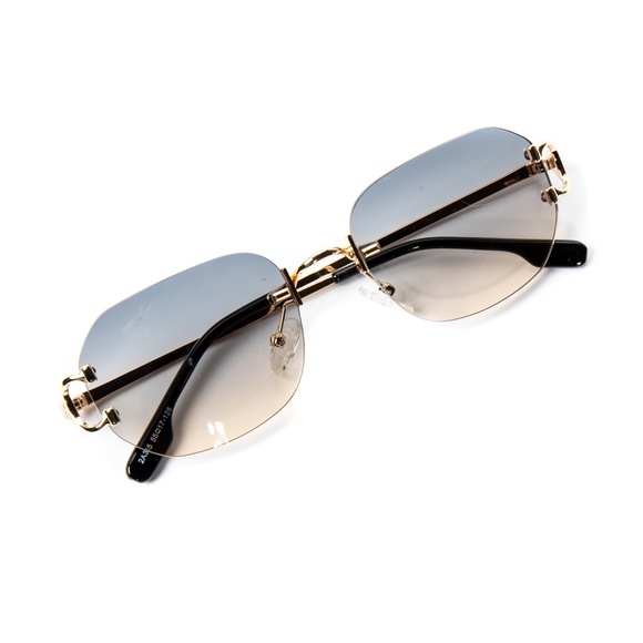 Gray And Tan Gradient Hip Hop Mens Luxury Gold Frame Fashion Sunglasses - Picture 4 of 5